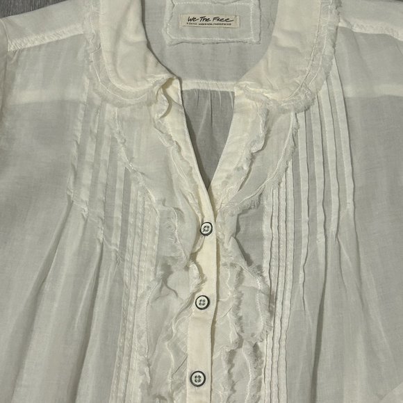 LIKE NEW! Women's We the Free White Pleated/Ruffled Blouse - XS - Picture 2 of 13